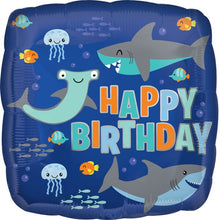 Load image into Gallery viewer, 17&quot; Happy Birthday Sharks Balloon
