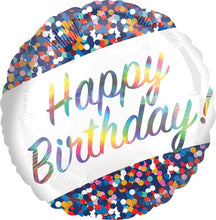 Load image into Gallery viewer, 18&quot; Happy Birthday Iridescent Confetti Balloon
