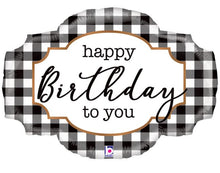 Load image into Gallery viewer, 32&quot; Happy Birthday Black Buffalo Plaid Balloon

